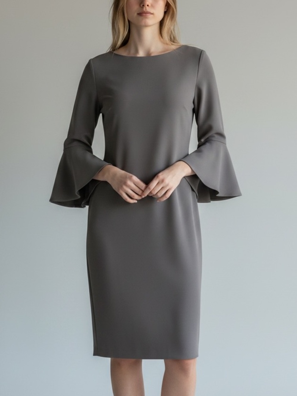 Calvin Klein Bell Sleeve Shift Dress Grey